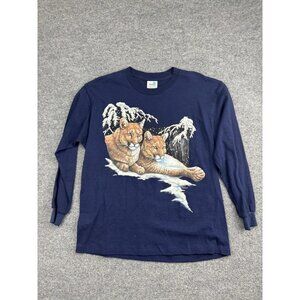Vintage Natural Wonders Shirt Mens Large Cougar Mountain Lion Graphic USA 90s